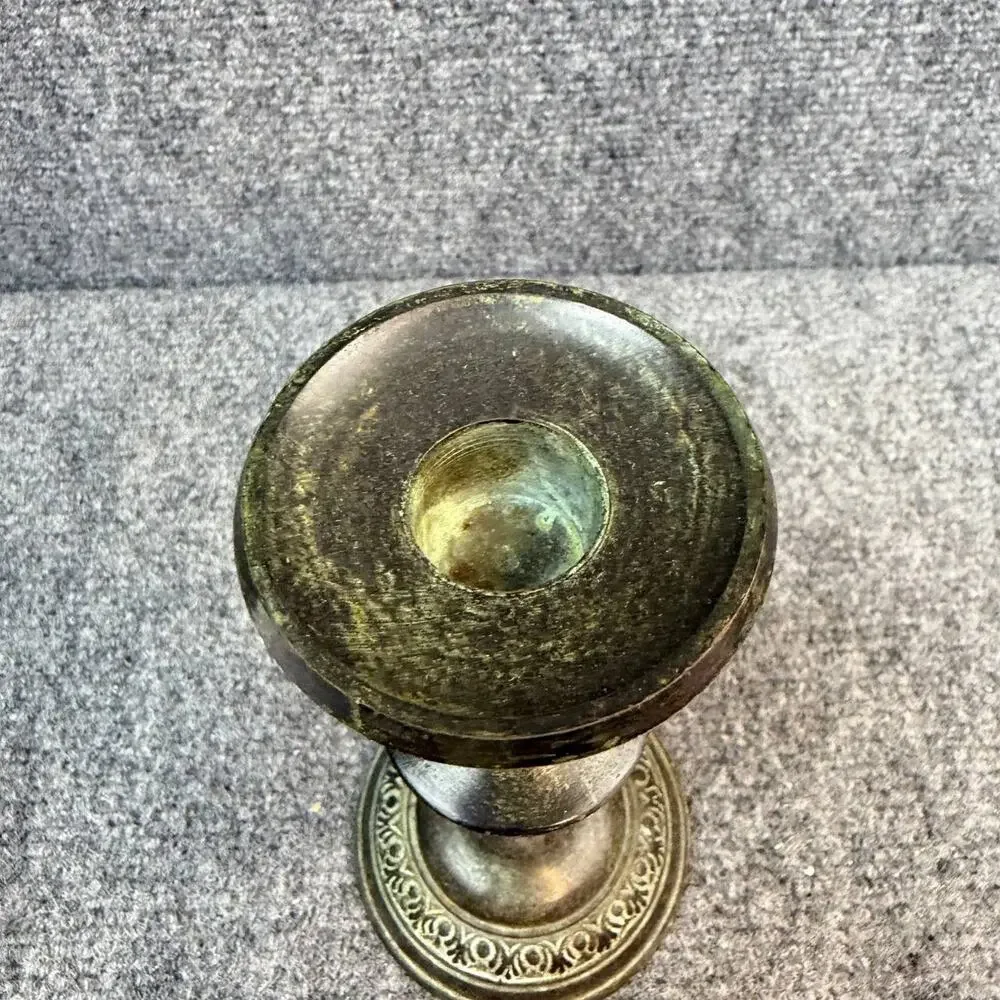 Vintage Brass Tone Metal Candlestick Holder Made In India Decor